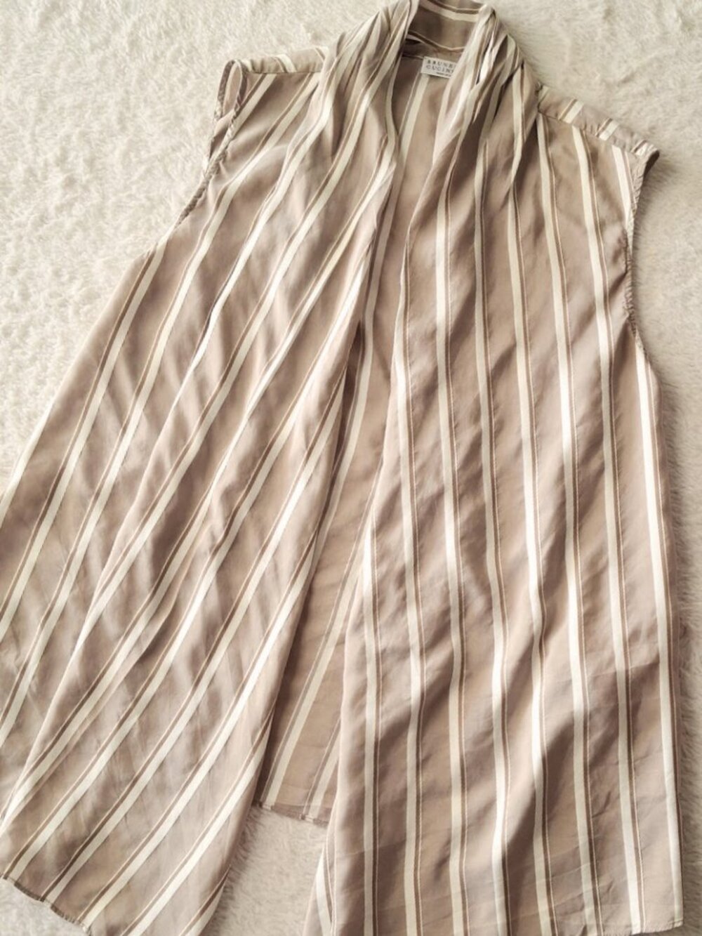 Brunello Cucinelli MH928DH306USA 100% Silk Striped Draped Top S - Picture 5 of 11